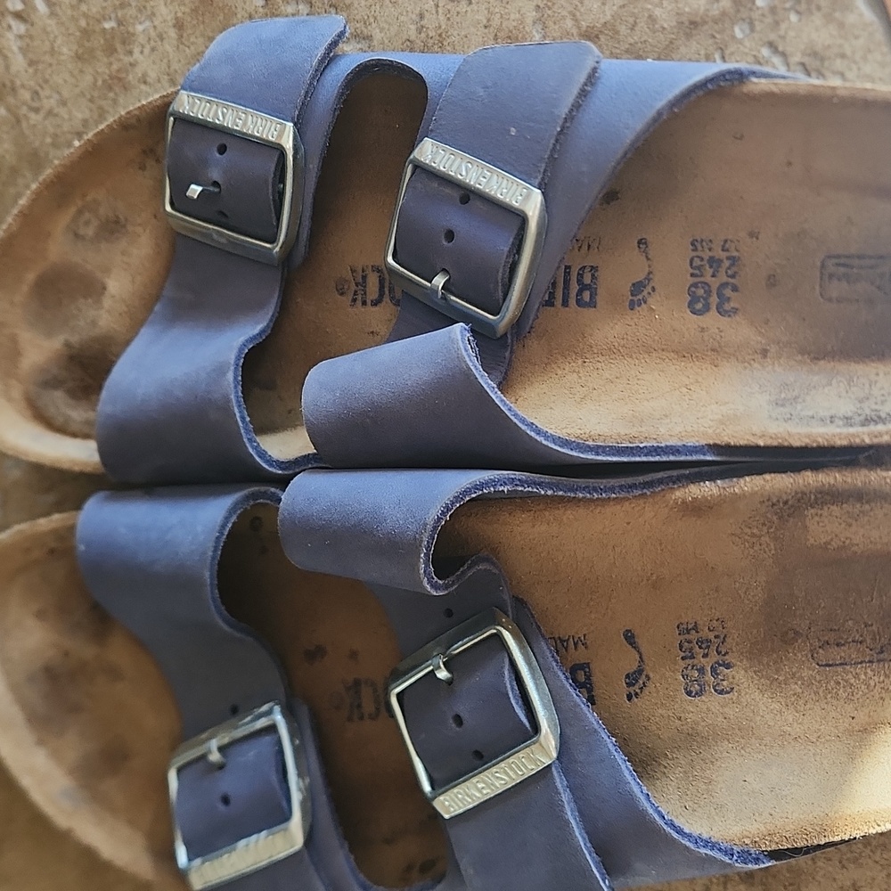 Birkenstock Sandals Wirh Blue Leather Strap Size 38 - Picture 10 of 12